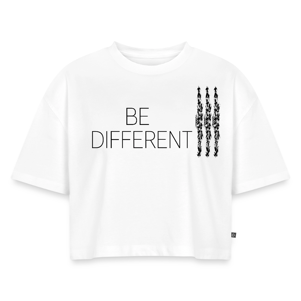 OVERSIZE "BE DIFFERENT" CROPPED TEE - white